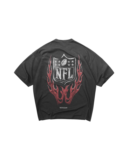 Represent x NFL Shield T-Shirt - "Stained Black"