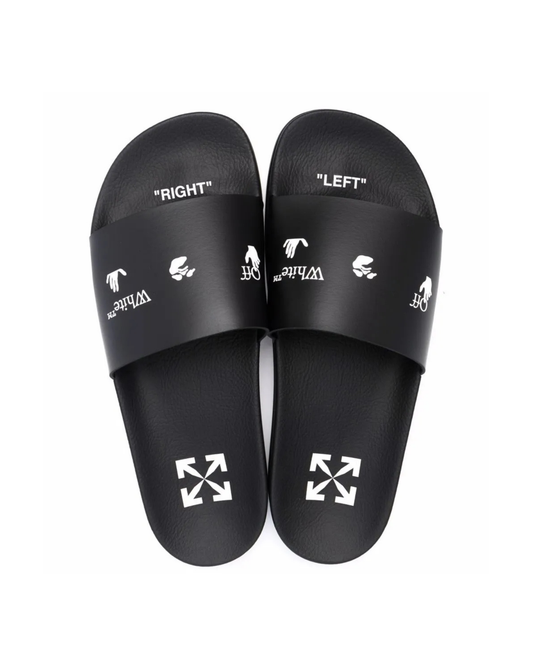 Off-White Logo-print Slides - "Black/White"