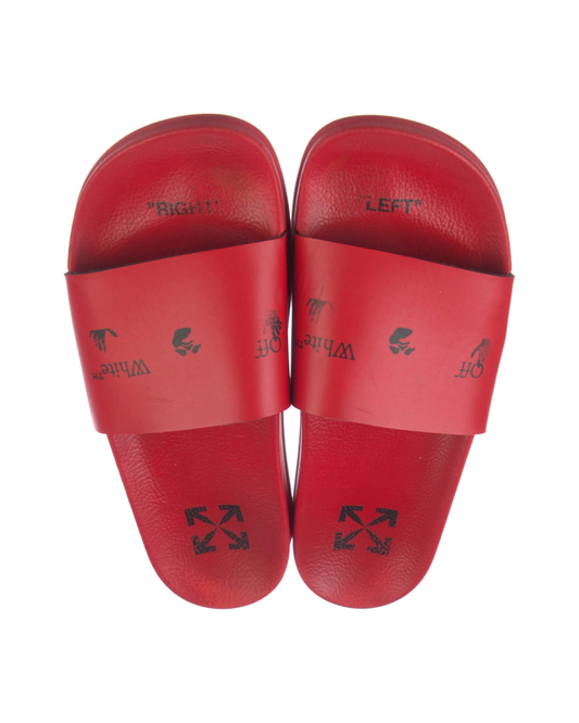 Off-White Logo-print Slides - "Red/Black"