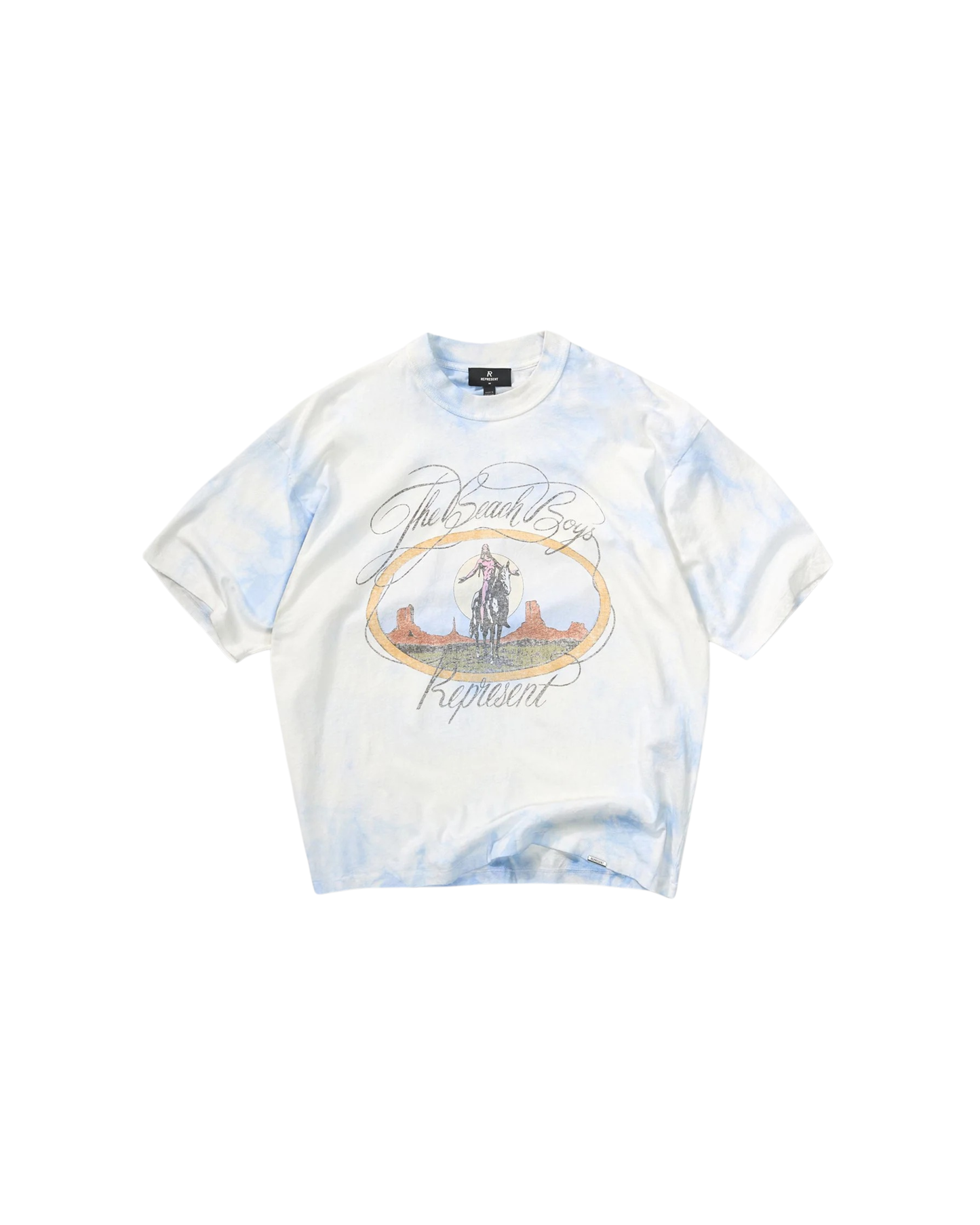 Represent x Beach Boys Script T-Shirt - "Blue Tie Dye"