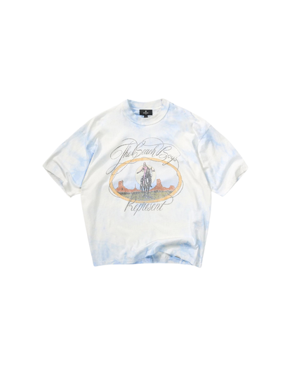 Represent x Beach Boys Script T-Shirt - "Blue Tie Dye"