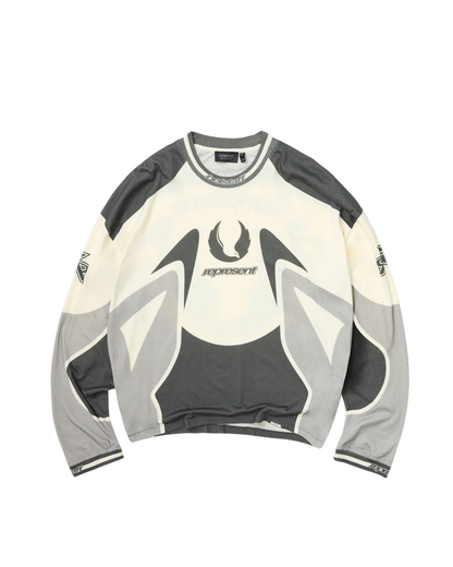 Represent X Belstaff Long Sleeve Racing T-Shirt - "Dark Grey"