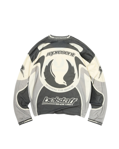 Represent X Belstaff Long Sleeve Racing T-Shirt - "Dark Grey"