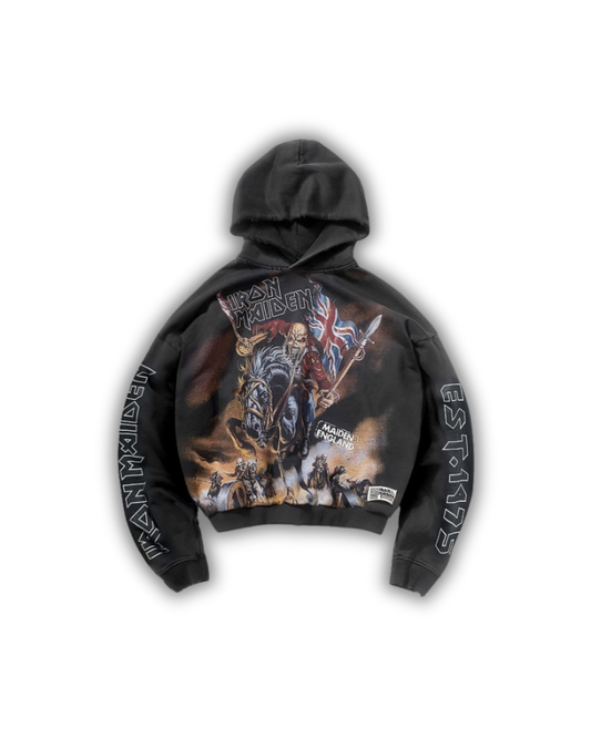 Represent X Iron Maiden Steed Hoodie - "Stained Black"