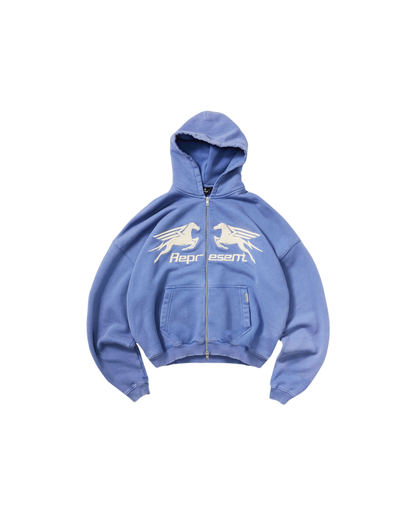 Represent Pegasus Zip Through Hoodie - "Indigo"