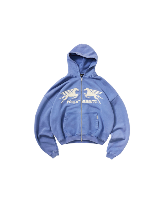 Represent Pegasus Zip Through Hoodie - "Indigo"