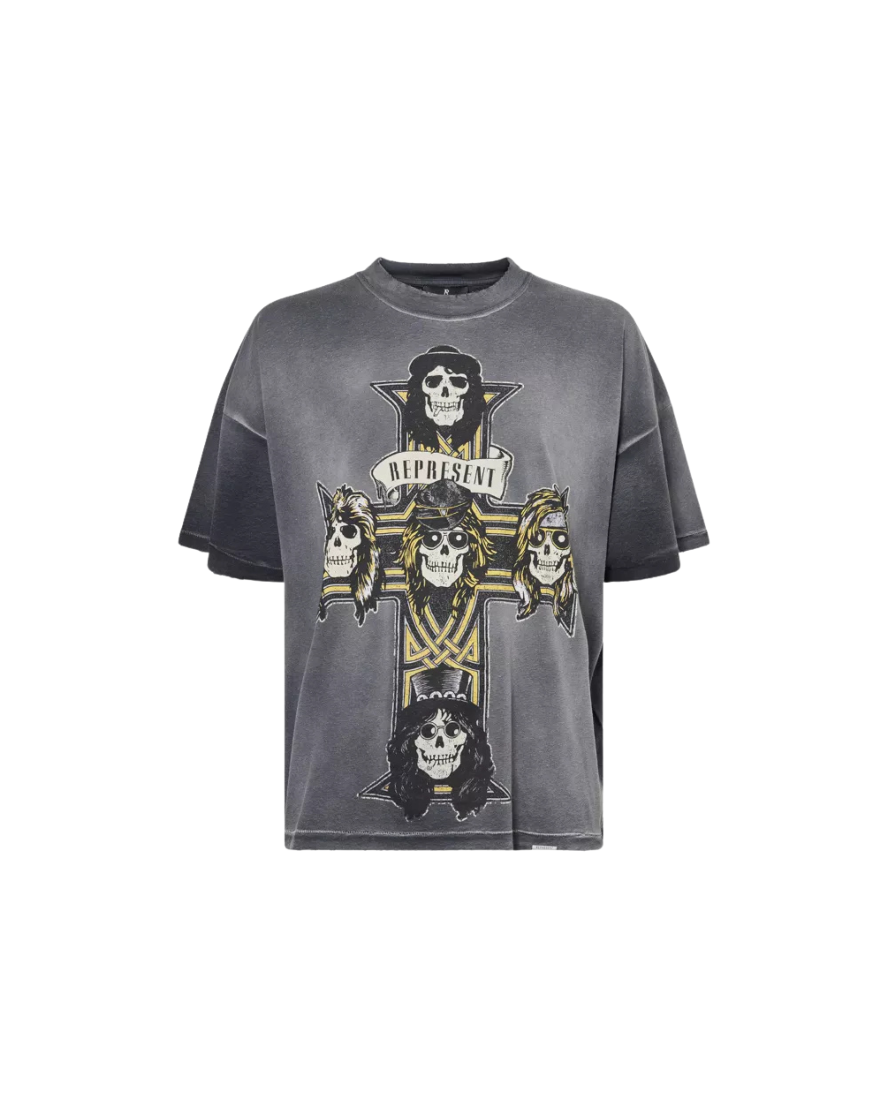 Represent x Guns N' Roses Cross T-Shirt - "Stained Black"