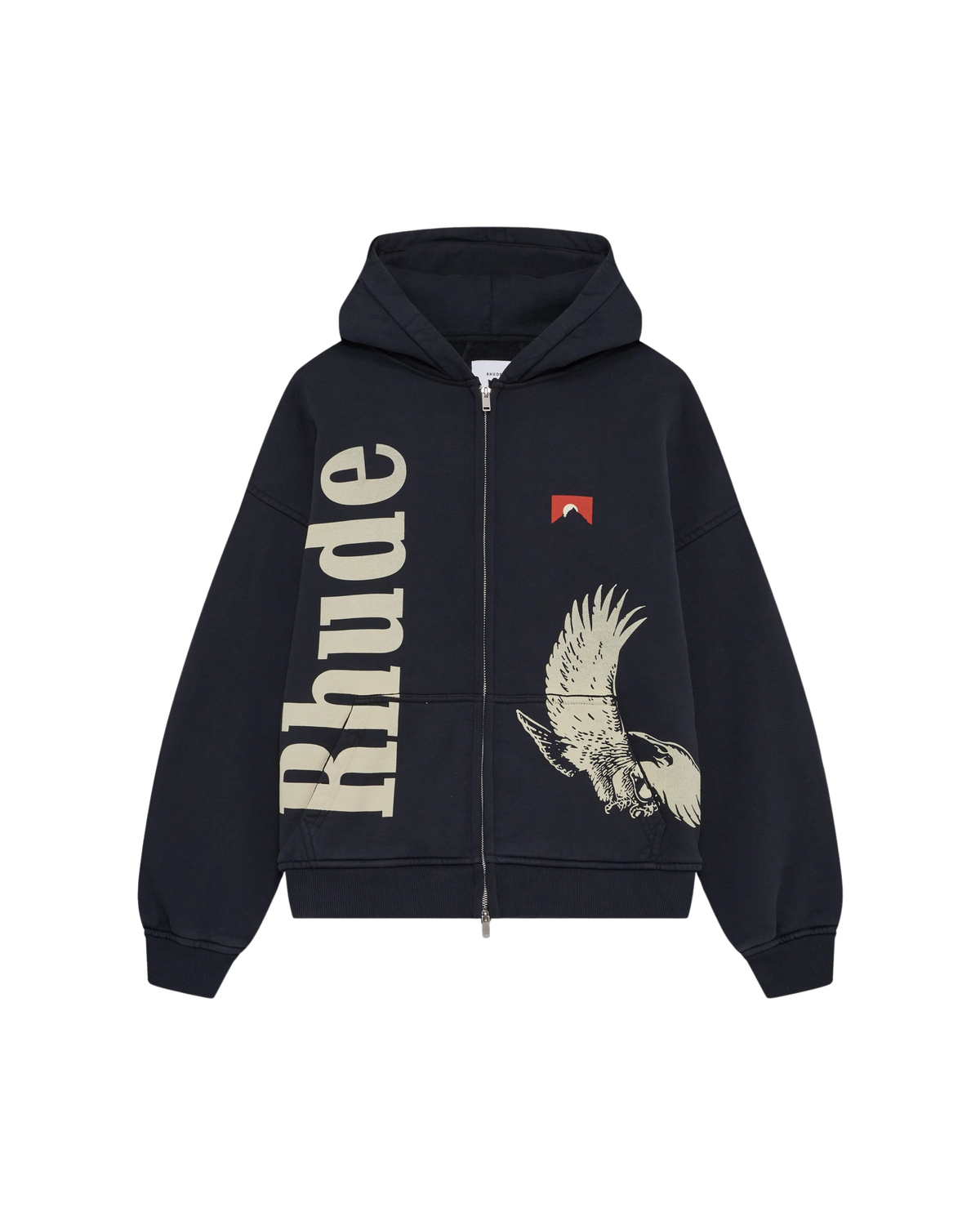 Rhude Eagle Pass Zip-Up Hoodie - "Vintage Black"