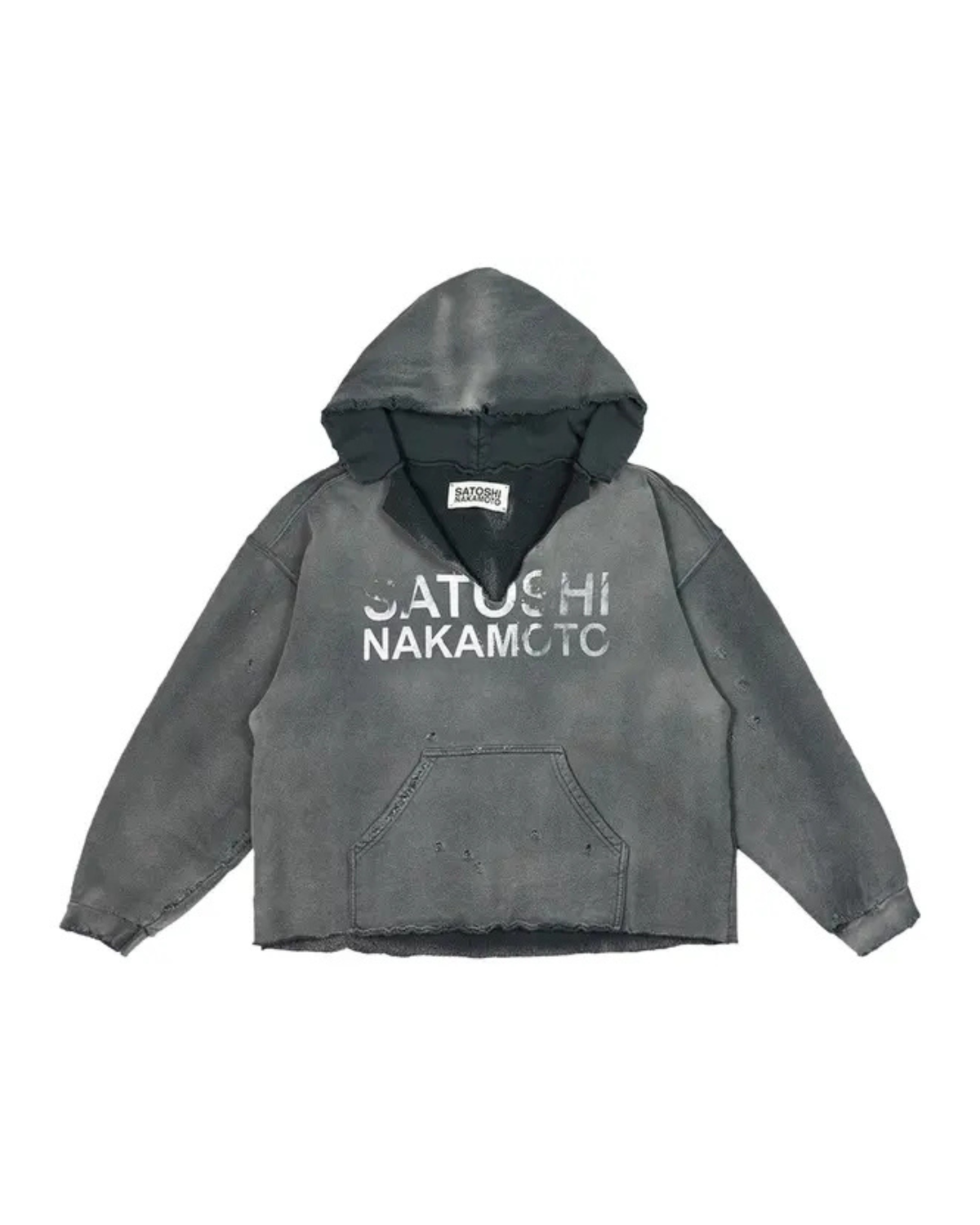 Satoshi Nakamoto Destructo Hoodie - "Washed Black"