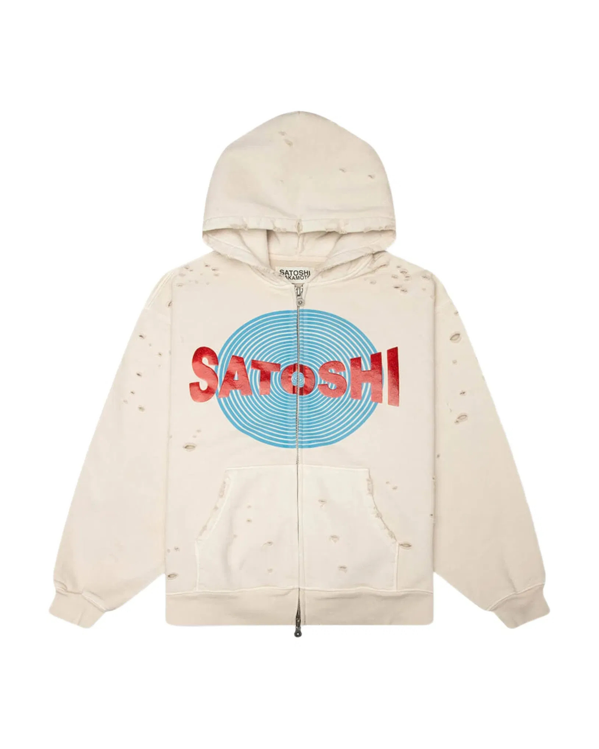 Satoshi Nakamoto Motoslug Zip Hoodie - "Vintage White"