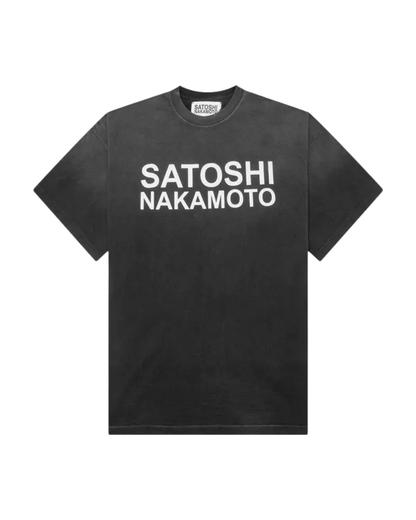 Satoshi Nakamoto Stencil Logo Tee - "Black"