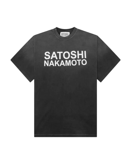 Satoshi Nakamoto Stencil Logo Tee - "Black"
