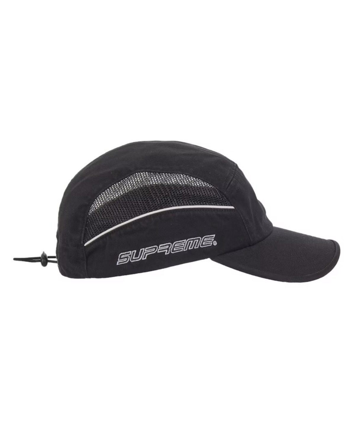 Supreme Side Mesh Piping Camp Cap - "Black"