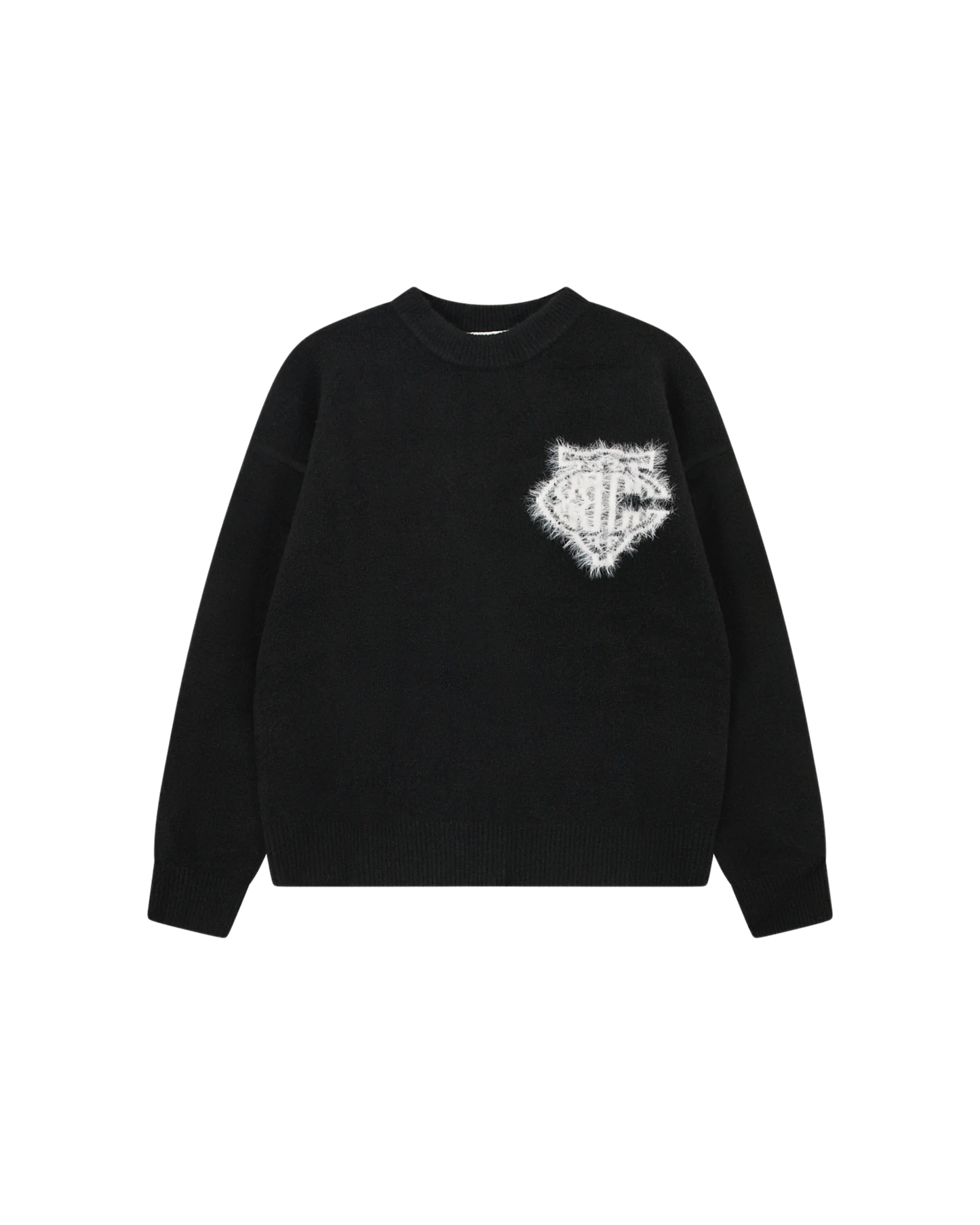 The Couture Club Monogram Fluffy Knit Crew - "Black"