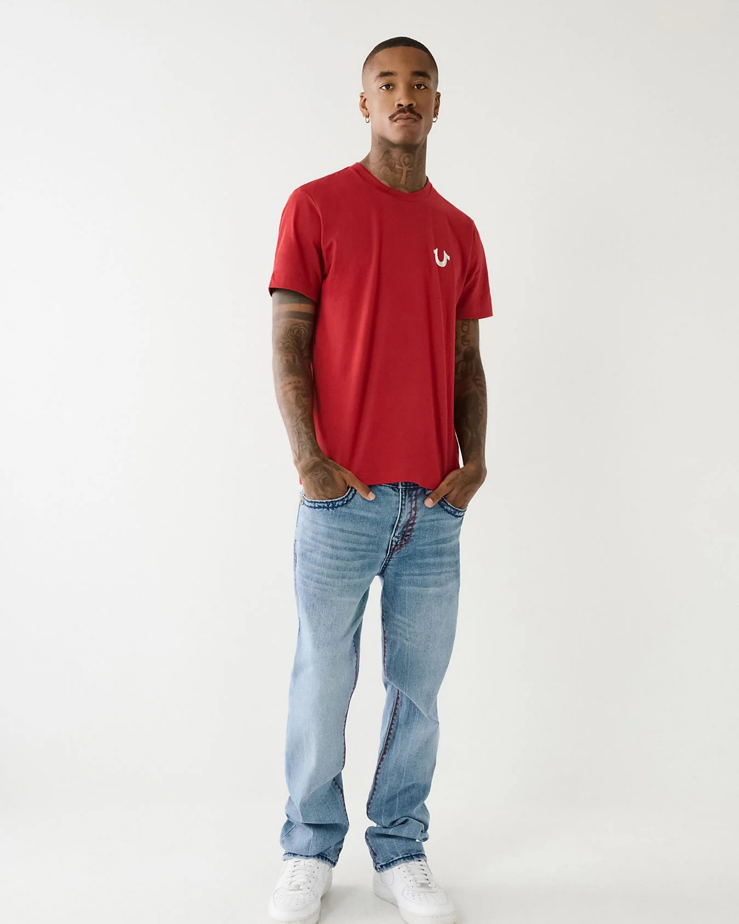 True Religion Men Super T Ricky Straight Fit Jeans - "Light Blue Wash"