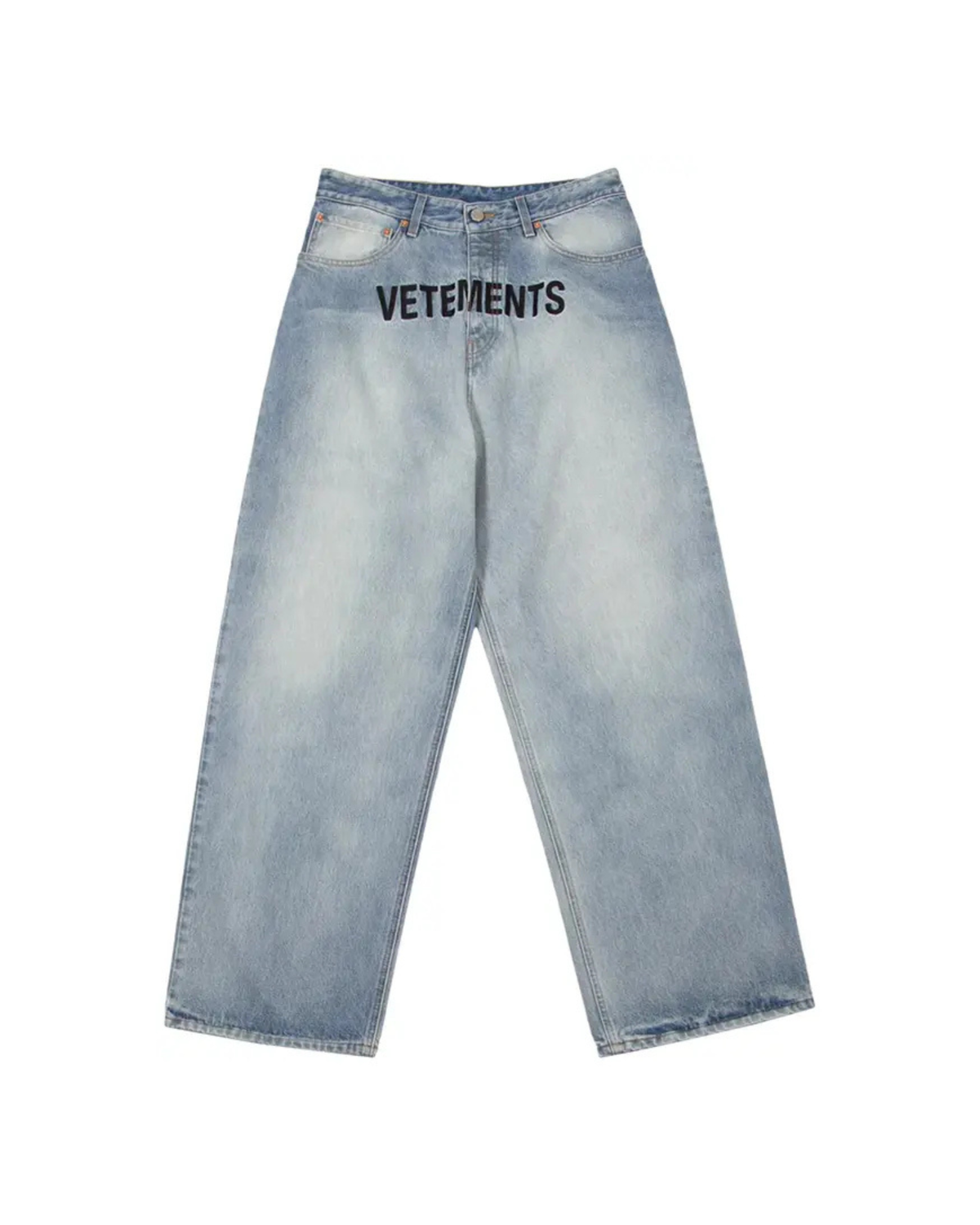Vetements Embroidered Logo Baggy Jeans - "Light Blue"