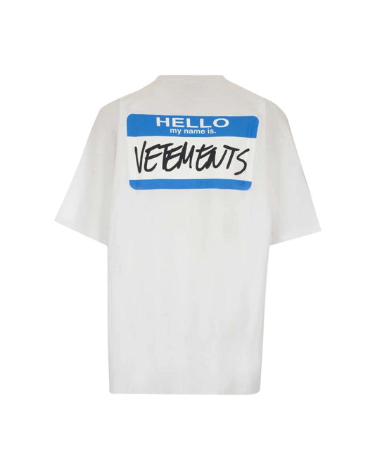 Vetements Hello My Name Is Vetements T-Shirt - "White/Blue"