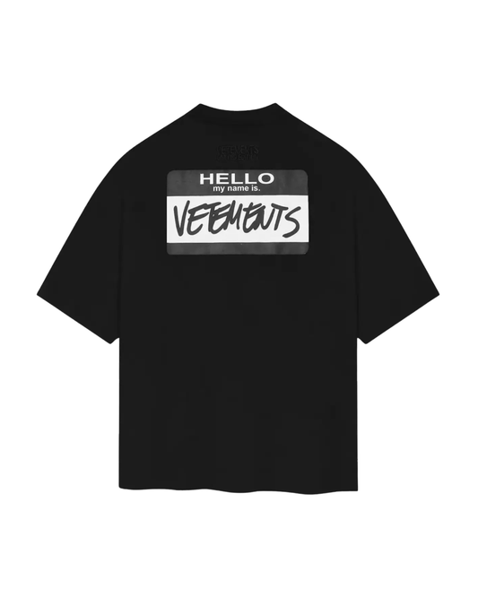 Vetements Hello My Name Is Vetements T-Shirt - "Black"