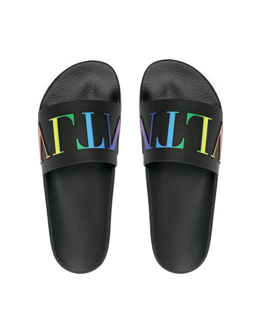 Valentino Garavani Logo Slides - "Black/Multi Colour"