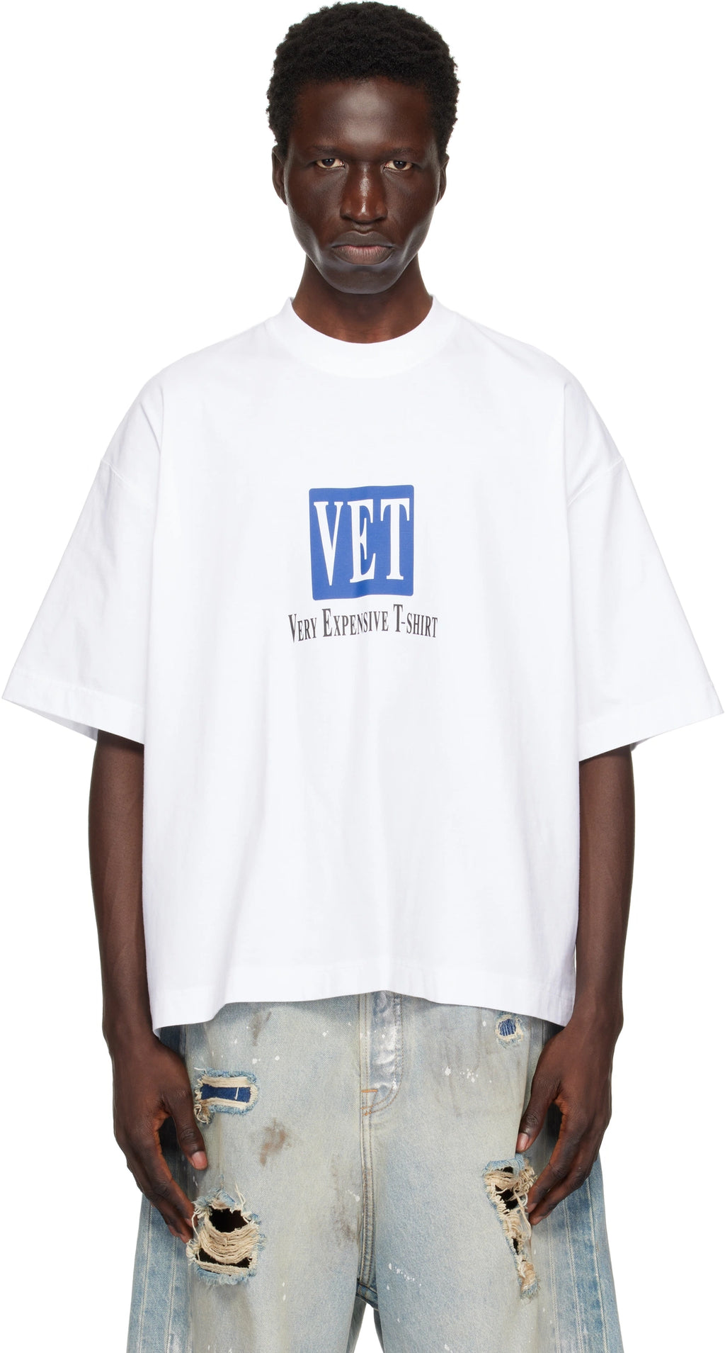 Vetements 'VET' Cropped Boxy T-shirt - "White"